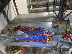 lot 66 image: 2 MADE IN INDIA FABRIC UMBRELLAS AND HOME DECOR.