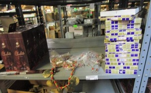 lot 115 image: CHOCOLAT FLUTE INCENSE, BOXES OF HAND PAINTED BIRDS, AND HAND MADE BEADED NECKLACES NEW IN PACKAGING.&nbsp