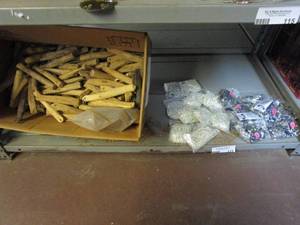 lot 118 image: HAND BEADED JEWERY NEW IN PACKAGING AND BOX OF WOOD CLAPPERS FROM INDIA