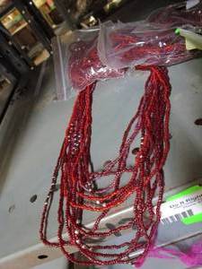 lot 107 image: LOT OF HAND MADE BEADED NECKLACES, SOME NEW IN PACKAGING. BEADS FROM INDIA