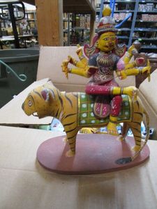 lot 121 image: HAND CARVED AND PAINTED WOODEN FIGURE