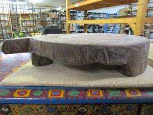 lot 145 image: HAND CARVED WOODEN TURTLE STOOLHOME DECOR