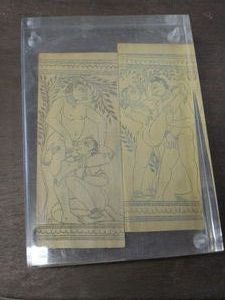 lot 169 image: KAMASUTRA DRAWINGS ON THIN WOOD PIECES IN GLASS COVERING.&nbsp