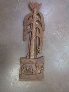 lot 266 image: HAND CARVED WOOD FAMILY AND TREE