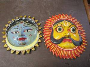lot 337 image: HAND PAINTED HANGING FACES