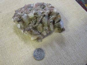 lot 402 image: MARIPOSA CALCITE CLUSTER W PHANTOMS &amp HEMETITE