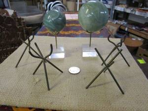 lot 414 image: GREEN AVENTURINE SPHERES W STANDS