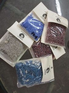 lot 232 image: LOT OF GLASS BEADS NEW IN PACKAGE, MAHARANI LABELED, HAND MADE IN INDIA