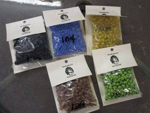lot 278 image: LOT OF GLASS BEADS NEW IN PACKAGE, MAHARANI LABELED, HAND MADE IN INDIA
