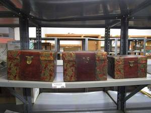lot 296 image: SET OF 3 MEENKARI BOXES, INCUDES SMALL, MEDIUM, AND LARGE.