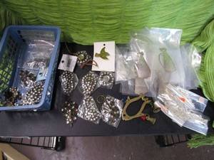 lot 318 image: LOT OF SILVER CATS&nbsp NEW IN PACKAGING,&nbsp NECKLACE PENDANTS, NECKLACE CHAINS, BLUE BASKET