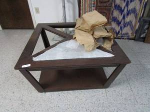 lot 428 image: COFFEE TABLE WITH GLASS TOP INSERTS