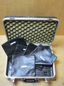 lot 20 image: HARDSHELL CASE AND FIVE LEATHER BANK DEPOSIT BAGS