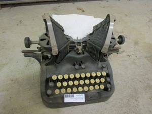 lot 32 image: ANTIQUE NO. 9 BATWING TYPWRITER BY THE OLIVIVER CO, PAT. DATES 1894-1913, AMAZING CONDITION