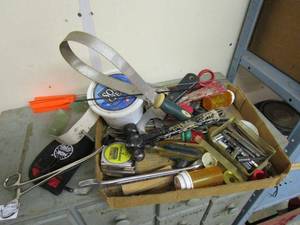 lot 16 image: TOOLS INCL. SAW, HAMMER, TAPE MEASURE, MISC. SCREWS &amp MORE