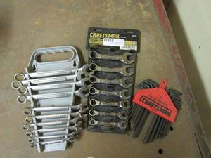 lot 28 image: 3 CRAFTSMAN WRENCH SETS, STANDARD, METRIC &amp BALL END HEX