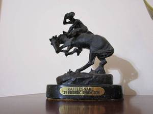 lot 207 image: FREDERIC REMINGTON- BRONZE SCULPTURE THE RATTLESNAKE after FREDERIC REMINGTON