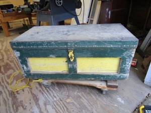 lot 349 image: VINTAGE Large Tool Chest w multiple compartments. TOOLS AND FURNITURE DOLLY NOT INCLUDED