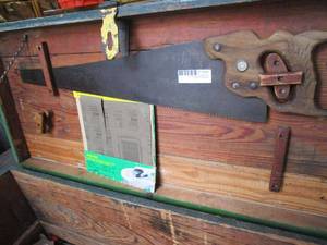 lot 350 image: WARRANTED SUPERIOR HAND SAW, SAND PAPER