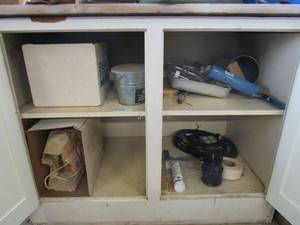 lot 317 image: ENTIRE CONTENTS OF CABINET, PAINTING SUPPLIES &amp ELECTRICAL