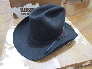 lot 219 image: RESISTOL SELF CONFORMING 4X BEAVER BLACK HAT WITH BOX