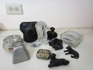 lot 293 image: RALPH LAUREN CRYSTAL COWBOY BOOT, VARIOUS CRYSTAL DECOR, BLACK LAB DECOR, COW BELL