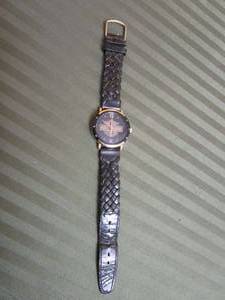 lot 181 image: BLACK HARLEY DAVIDSON WATCH WITH LEATHER BAND