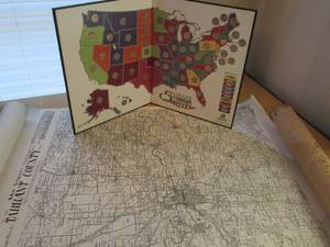 lot 138 image: LARGE MAP OF TARRANT COUNTY, ALL 50 STATE QUARTERS IN PLACEHOLDER MAT