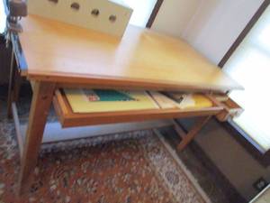 lot 155 image: WOODEN DRAFTING TABLE CONTENTS IN DRAWERS ONLY