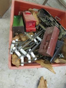 lot 99 image: VINTAGE HAFNER TOY TRAIN SETWITH TRACKS, HORSE WITH ASH TRAY AND MORE