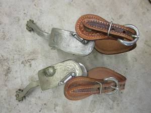 lot 108 image: PAIR OF ANTIQUE COWBOY SPURS, LATE 1800s - early 1900s