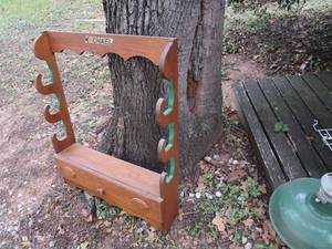 lot 433 image: GUN RACK WITH SHELF AND FLIP UP DOOR CABINET