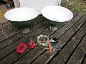 lot 436 image: ORIGINAL PAIR OF DEPRESSION ERA CHICAGO GOODRICH INDUSTRIAL LIGHT FIXTURES, AMAZING CONDITION