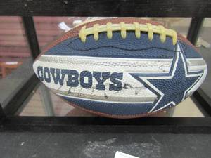 lot 31 image: Signed Dallas Cowboy football in glass display case