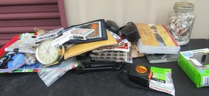 lot 50 image: Tape measure, clock, playing cards, sunglasses and more