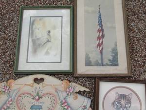 lot 62 image: Art- American flag, angel, Tiger