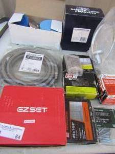 lot 84 image: Screws all sizes, Everbuilt washing machine hose,  Better homes shower hose