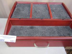lot 103 image: Red wood jewlery box