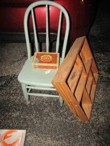 lot 30 image: Wooden SHELF, CHAIR