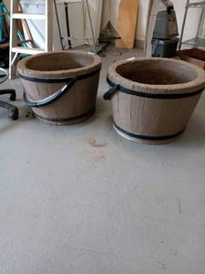 lot 214 image: Bucket style very large and heavy planters