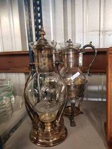 lot 42 image: Vintage silver plated warmer carafes