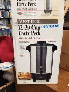 lot 110 image: 12-30 cup party perk coffee maker in box