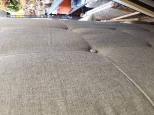 lot 120 image: Gray cloth bed Headboard, footboard and side rails