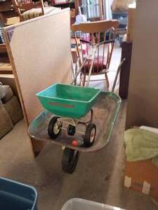 lot 176 image: Wheel barrel and spreader