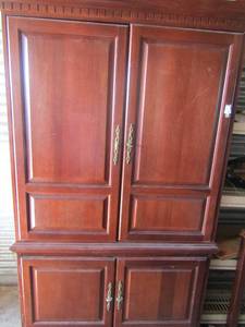 lot 2 image: Solid wood armoireEntertainment center 76x30x36