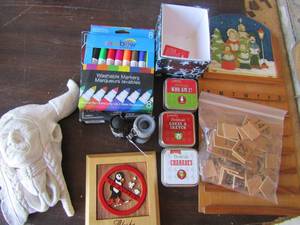 lot 109 image: New pkg. markers, Indian head pottery horn broken easy fix jumbo playing cards Advent calendar