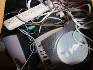lot 145 image: Misc. wires and 2 boxes of extension cords