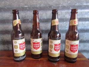 lot 259 image: 4 lone star long neck beer bottles 12 oz. 1972