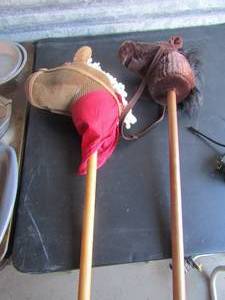 lot 264 image: Two 37 tall stick horses 1 makes noise