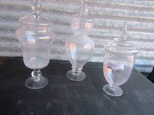 lot 280 image: 3 covered glass vessels 12 16 and 18 tall